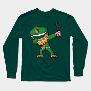 Dabbing Leprechaun Police Officer Irish St Patricks Day Long Sleeve T-Shirt